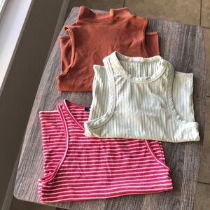 Stylish Women's Tank Tops - Red, Cream, and Brown Set